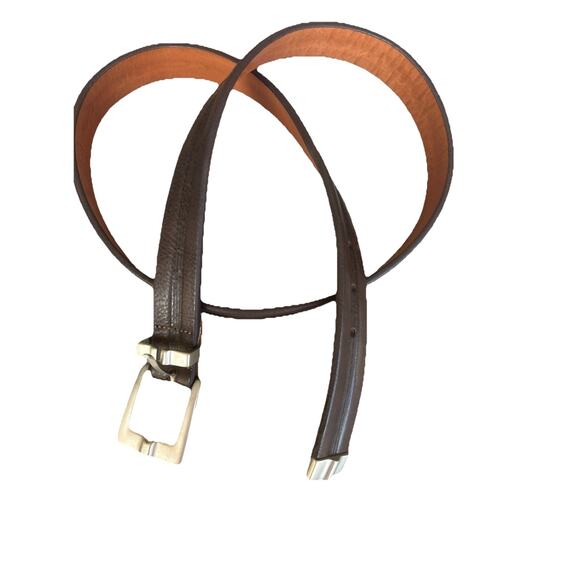 DESCENTE genuine leather belt 40 cuir verified Golf Casual Dress Western Brown - Picture 1 of 9